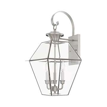 Livex Lighting 2381-61 Transitional Three Light Outdoor Wall Lantern from Westover Collection in Bro...