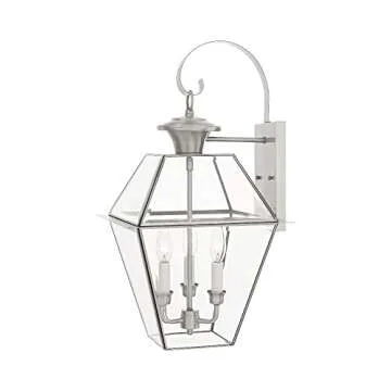 Livex Lighting 2381-61 Transitional Three Light Outdoor Wall Lantern from Westover Collection in Bronze/Dark Finish, Medium, Charcoal