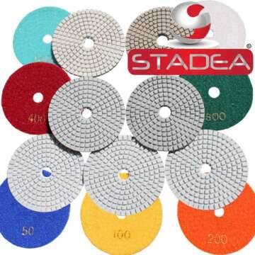Diamond Polishing Pads 4" Wet/Dry Set of 11 Plus Backer Pad