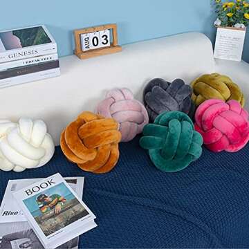 FPYWO Knot Ball Pillow Hot Pink Knot Pillow, Hot Pink Knot Pillow, Knot Throw Pillow, Handmade Plush Pillow Cushion for Bedroom, Sofa, Couch