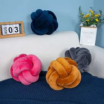 FPYWO Knot Ball Pillow Hot Pink Knot Pillow, Hot Pink Knot Pillow, Knot Throw Pillow, Handmade Plush Pillow Cushion for Bedroom, Sofa, Couch