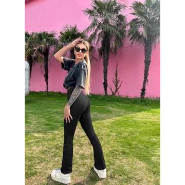 OQQ Women's High Waist Flare Pants for Active Lifestyle