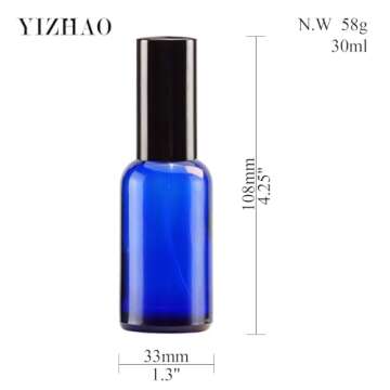Yizhao Blue Glass Spray Bottles 1oz - Essential Oil, Perfume, Cleaning & Travel (Set of 6)