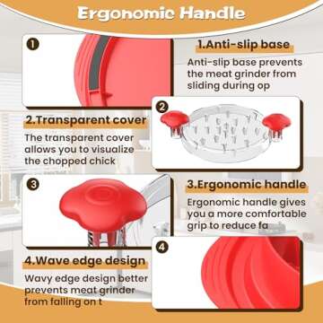 Chicken Shredder Tool with Visible Lid Ergonomic Handle