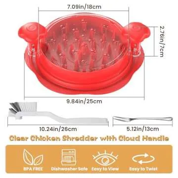 Chicken Shredder Tool with Visible Lid Ergonomic Handle