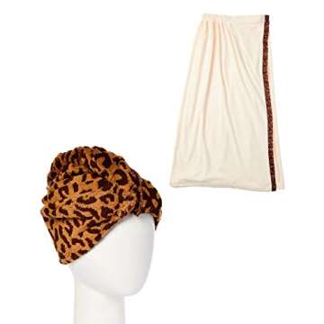 Chic Turbie Twist Hair Towel & Bath Wrap Combo in Leopard