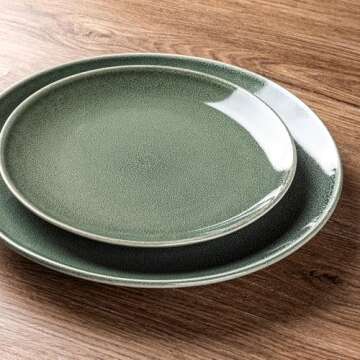 AmorArc Ceramic Dinnerware Sets for 4, 12 Pieces Handpainted Plates and Bowls Set, Scratch Resistant...