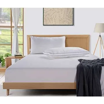 LANE LINEN Pillows Standard Size Set of 4 (20"x26") - Soft Gusseted Bed Pillow for Back, Stomach or Side Sleepers - Hotel Quality Down Alternative Standard Pillows Pack of 4 - White