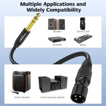 AuxLink XLR Male to 1/4, TRS to 6.35mm 6ft 2Packs Gold-Plated Connectors Nylon Braided, Quarter Inch...