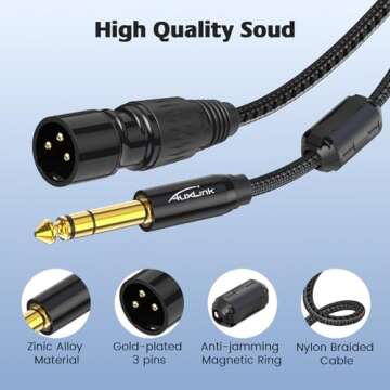 AuxLink XLR Male to 1/4 TRS Cable 6ft 2-Pack