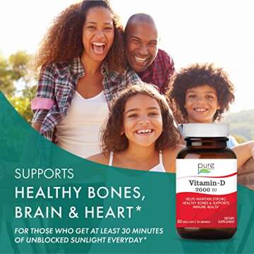 PURE ESSENCE LABS Vitamin D 2000 IU - Best Immune Support for Adults - Organic & Nature Vitamins - Immunity Booster & Dietary Supplements (30 Capsules)