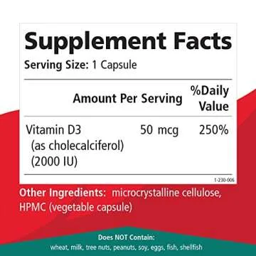 PURE ESSENCE LABS Vitamin D 2000 IU - Best Immune Support for Adults - Organic & Nature Vitamins - Immunity Booster & Dietary Supplements (30 Capsules)