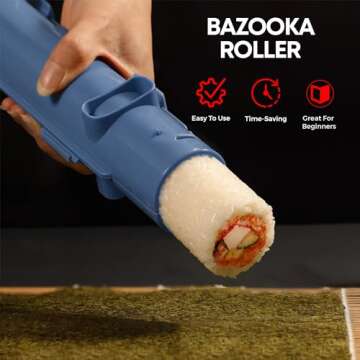 Sushi Making Kit For Beginners - 20 Pieces In 1 Sushi Kit, Sushi Bazooka, Chopsticks, Onigiri Mold, Rice Puddle, Bamboo Mats, Great For Sushi Lovers