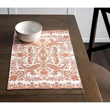 Maison d' Hermine Placemats 100% CottonSet of 4 Dinner Placemat, Decorative Washable Cloth Placemat, Dining, Buffet Parties & Camping, Cachemire - Thanksgiving/Christmas