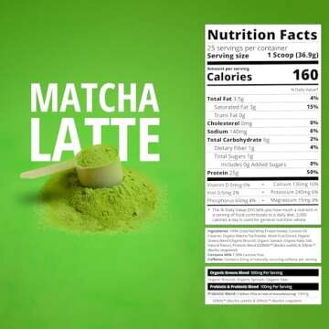 Boba Tea Protein Matcha Latte - 25g Grass-Fed Protein Isolate Powder