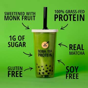 Boba Tea Protein Matcha Latte - 25g Grass-Fed Protein Isolate Powder