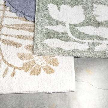 Creative Co-Op Cotton Tufted Flowers, Mustard Rugs, 60" L x 36" W x 1" H, White & Yellow