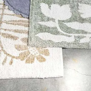 Creative Co-Op Cotton Tufted Flowers, Mustard Rugs, 60" L x 36" W x 1" H, White & Yellow