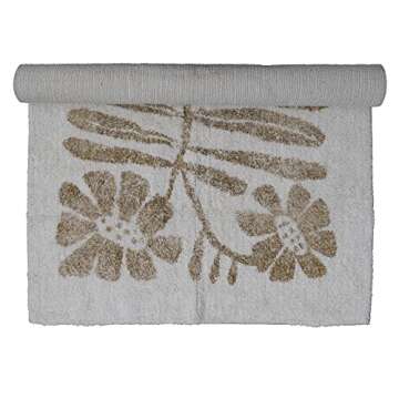 Creative Co-Op Cotton Tufted Flowers, Mustard Rugs, 60" L x 36" W x 1" H, White & Yellow