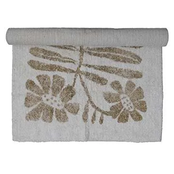 Creative Co-Op Cotton Tufted Flowers, Mustard Rugs, 60" L x 36" W x 1" H, White & Yellow