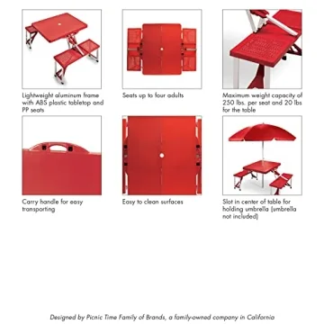 ONIVA Folding Picnic Table with Umbrella Hole - 36.2" x 18" x 5.5"