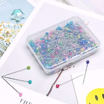 iminoo 200 pcs Multicolor Sewing Pins Plastic Head Straight Pins Craft Positioning Pins Fixed Sewing Marker Needle for Crafting Dressmaker, Jewelry Decoration and Other Crafts Making (Colorful 200)