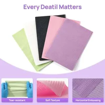JMU 500 Purple Disposable Dental Bibs, 3-Ply Protection