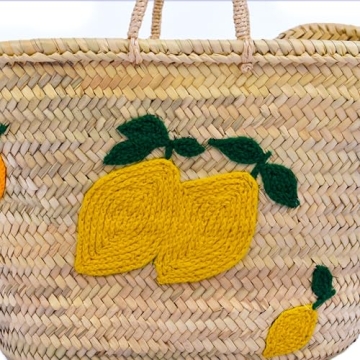 Italian Lemon Beach Tote - Vibrant Straw Bag for Women