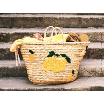 Italian Lemon Beach Tote - Vibrant Straw Bag for Women
