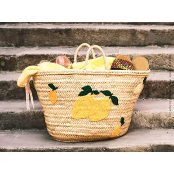 Italian Lemon Beach Tote - Vibrant Straw Bag for Women