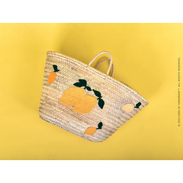Italian Lemon Beach Tote - Vibrant Straw Bag for Women