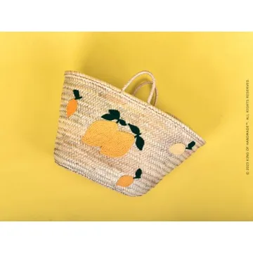 Italian Lemon Beach Tote - Vibrant Straw Bag for Women
