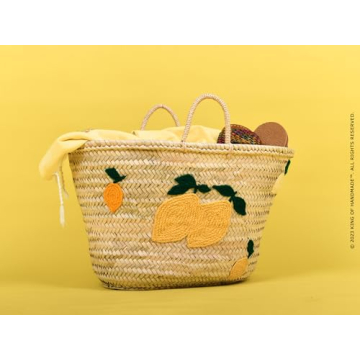 Italian Lemon Beach Tote - Vibrant Straw Bag for Women
