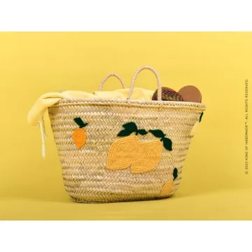 Italian Lemon Beach Tote - Vibrant Straw Bag for Women