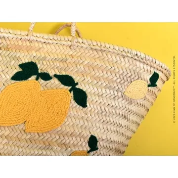 Italian Lemon Beach Tote - Vibrant Straw Bag for Women