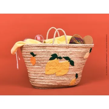Italian Lemon Beach Tote - Vibrant Straw Bag for Women