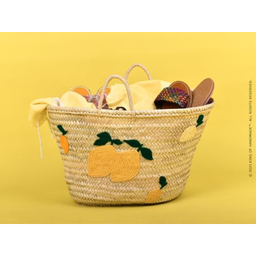 Italian Lemon Beach Tote - Vibrant Straw Bag for Women