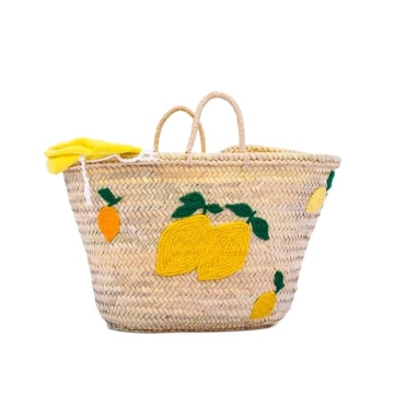 Italian Lemon Beach Tote - Vibrant Straw Bag for Women