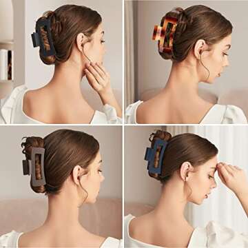 8 Pcs 4.13 Inch Large Claw Clips for Thick Hair - Big Matte Square Hair Clips, Strong Hold Rectangle...