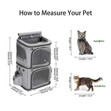 HOVONO Double-Compartment Pet Carrier Backpack for Small Cats and Dogs, Cat Travel Carrier for 2 Cat...