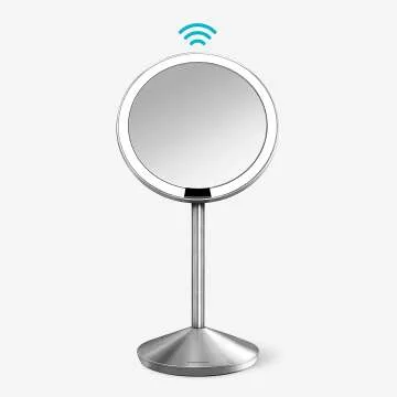 simplehuman Rechargeable Mini Travel Sensor Makeup Mirror - 10x Magnification, Stainless Steel