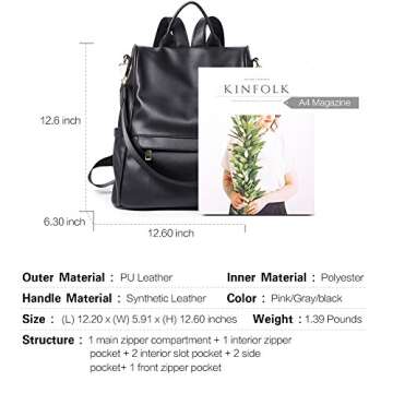 CLUCI Womens Backpack Purse Fashion Leather Large Travel Bag Ladies Shoulder Bags Black