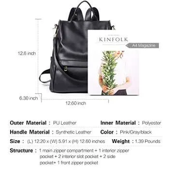 CLUCI Womens Backpack Purse Fashion Leather Large Travel Bag Ladies Shoulder Bags Black