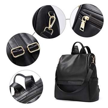 CLUCI Womens Backpack Purse Fashion Leather Large Travel Bag Ladies Shoulder Bags Black