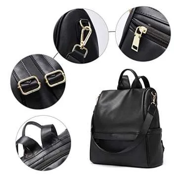 CLUCI Womens Backpack Purse Fashion Leather Large Travel Bag Ladies Shoulder Bags Black