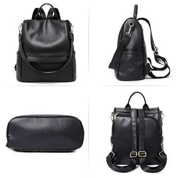 CLUCI Womens Backpack Purse Fashion Leather Large Travel Bag Ladies Shoulder Bags Black