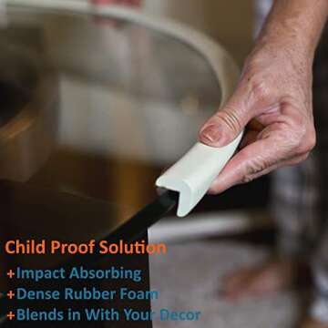 Furniture Edge and Corner Guards | 16.2ft Protective Foam Cushion | 15ft Bumper 4 Adhesive Childsafe Corners | Baby Child Proofing Foam Set and Safe for Table, Fireplace, Countertop | White