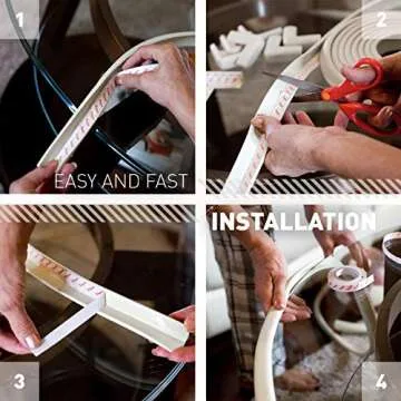 Furniture Edge and Corner Guards | 16.2ft Protective Foam Cushion | 15ft Bumper 4 Adhesive Childsafe Corners | Baby Child Proofing Foam Set and Safe for Table, Fireplace, Countertop | White