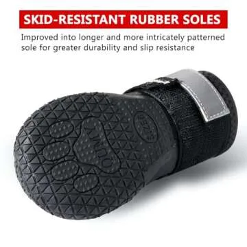 QUMY Dog Shoes for Large Dogs, Medium Dog Boots & Paw Protectors for Winter Snowy Day, Summer Hot Pavement, Waterproof in Rainy Weather, Outdoor Walking, Indoor Hardfloors Anti Slip Sole Black Size 8