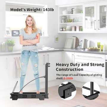 ANASTA Cabinet Trash Can Pull Out Kit, Heavy Duty Under Sink Garbage Can Pull Out and 30 Qt Metal Me...